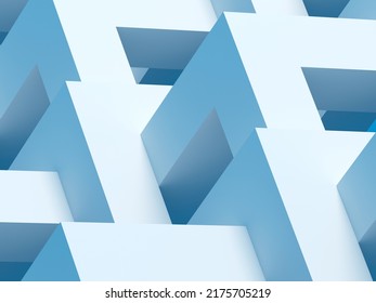 Abstract Blue Parametric Architecture Template. Minimal Facade Structure, 3d Rendering Illustration