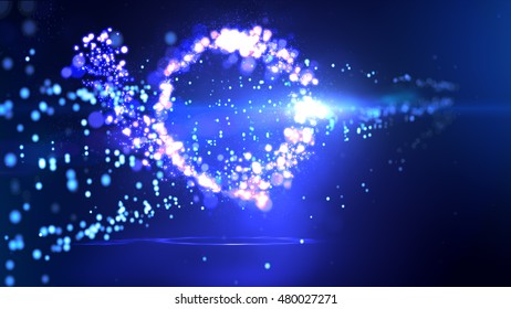 Abstract blue particles with flare