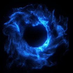 Abstract Blue Plasma And Smoke Ring, Dynamic Particles With Glowing Light Effects. 3D Render