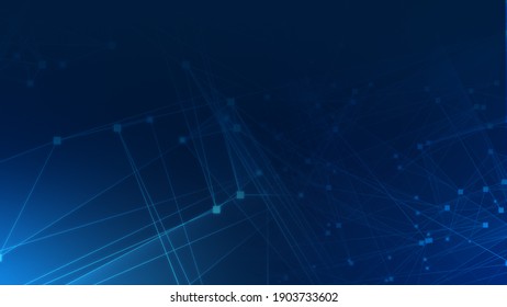 Abstract Blue Polygon Tech Network With Connect Technology Background. Abstract Dots And Lines Texture Background. 3d Rendering.