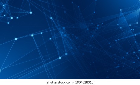 Abstract Blue Polygon Tech Network With Connect Technology Background. Abstract Dots And Lines Texture Background. 3d Rendering.