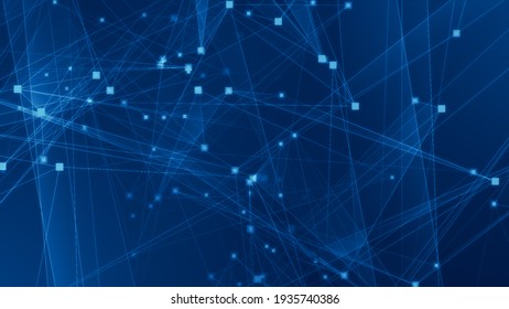 Abstract Blue Polygon Tech Network With Connect Technology Background. Abstract Dots And Lines Texture Background. 3d Rendering.