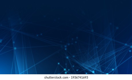 Abstract Blue Polygon Tech Network With Connect Technology Background. Abstract Dots And Lines Texture Background. 3d Rendering.