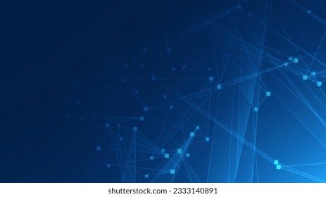 Abstract blue polygon tech network with connect technology background. Abstract dots and lines texture background. 3d rendering.