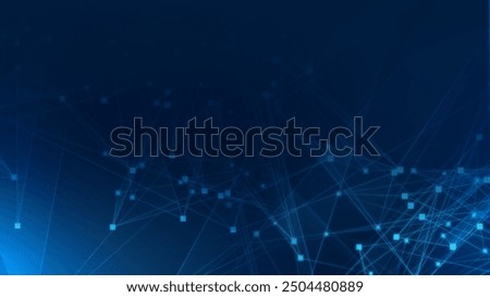 Abstract blue polygon tech network with connect technology background. Abstract dots and lines texture background. 3d rendering.