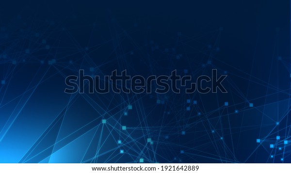Abstract blue polygon tech network with\
connect technology background. Abstract dots and lines texture\
background. 3d\
rendering.