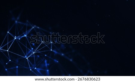 abstract blue polygonal network featuring interconnected geometric shapes, symbolizing modern connectivity and digital technology on a dark backdrop.  futuristic background with plexus of line
