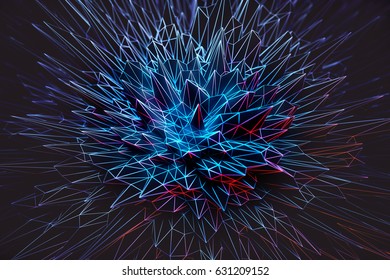 Abstract Blue Polygonal Spike Background/wallpaper/backdrop/texture. 3D Rendering