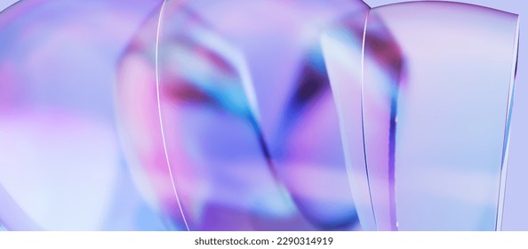 Abstract blue purple gradient background, 3d rendering transparent glass colorful spectrum
