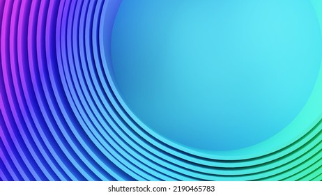 Abstract Blue Purple Gradient Circle Stripes Background,Colour Flow Of Waves, 3D Rendering