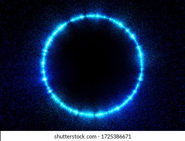 Abstract Blue Ray Circle And Black Background