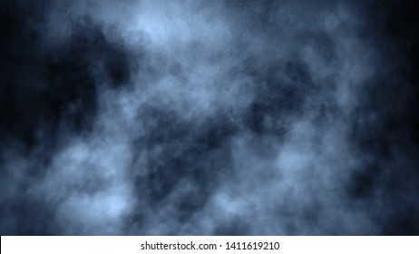 Abstract blue smoke steam moves on a black background . The concept of aromatherapy.