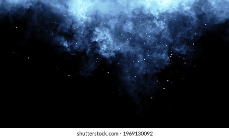 Abstract Blue Smoke Steam Moves On A Black Background . The Concept Of Aromatherapy. Fog Overlays Texture. Stock Illustration.