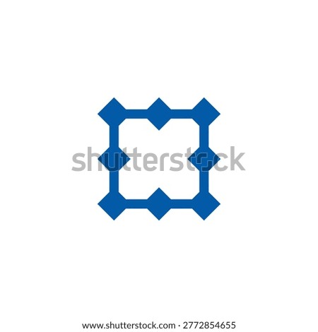 Abstract Blue Square Geometric Pattern Logo, Interconnected Diamond Shape Ornament