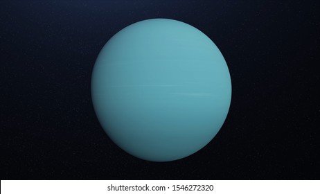 Abstract Blue Surface Of Rotating Planet Uranus In Cosmic Stellar Space. Beautiful Planetary Background With Planet Uranus. 3D Illustration