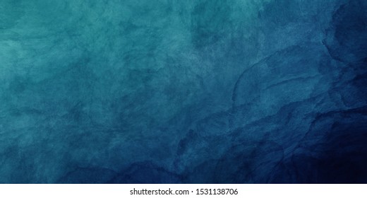 Abstract Blue Teal Watercolor Gradient Paint Grunge Texture Background.