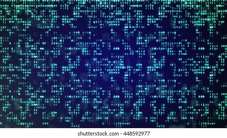 Abstract Blue Technology Background. Binary Computer Code. Programming / Coding / Hacker concept.