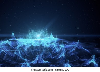 Abstract blue technology wave background 3d illustration