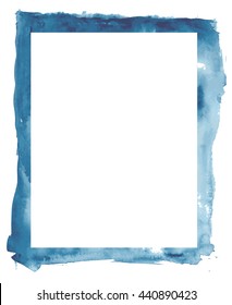 Abstract Blue Watercolor Frame And White Space