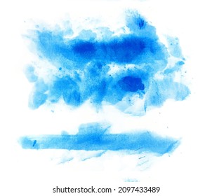 Abstract Blue Watercolor On White Background  Animated Watercolor Painted By Hand On Paper.