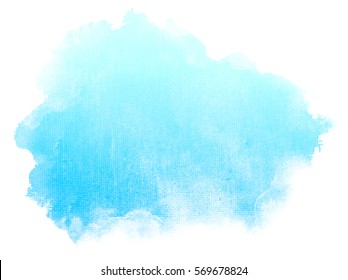 Abstract Blue Watercolor On White Background.The Color Splashing On The Canvas.It Is Hand Drawn.