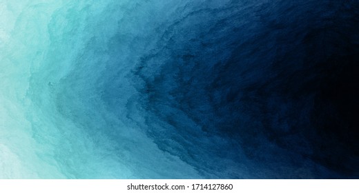 Abstract blue watercolor paint grunge texture background and gradient light blue to dark blue color for banner  backgrounds 