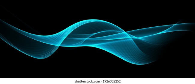 Abstract Blue Wave On Black Background Stock Illustration 1926332252 ...