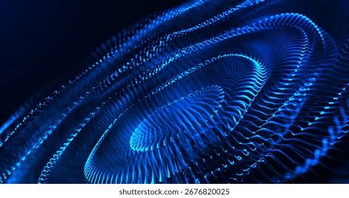 An abstract blue wave pattern featuring glowing lines and curves, creating a futuristic and dynamic visual effect in a dark setting.