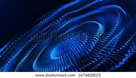 An abstract blue wave pattern featuring glowing lines and curves, creating a futuristic and dynamic visual effect in a dark setting.