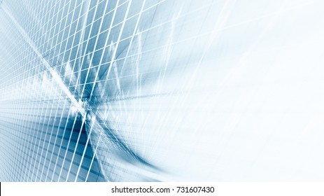 Abstract blue and white background. Fractal graphics series. Three-dimensional composition of intersecting grids. Information technology concept.