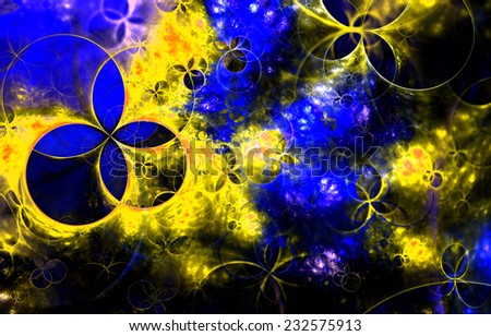 Abstract Blueyellow And Black Background In High Resolution With A Detailed Space Like Abstract Blueyellow And Black Background In High Resolution With A Detailed Space Like