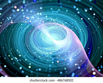 Abstract blurred background -  computer-generated image. Fractal art: concentric rings and spiral with round bokeh. Backdrop for cards, covers, web design. - Shutterstock ID 486768502