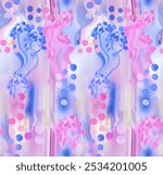 Abstract blurred floral seamless pattern. Bleeding meadow spring flowers. Watercolor paints texture. Trendy botanical design.