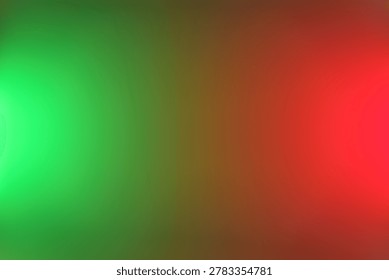 Abstract blurred gradient background featuring bright green and red light flares, soft bokeh tones and smooth color transition, ideal for festive, holiday or modern graphic design and web projects.