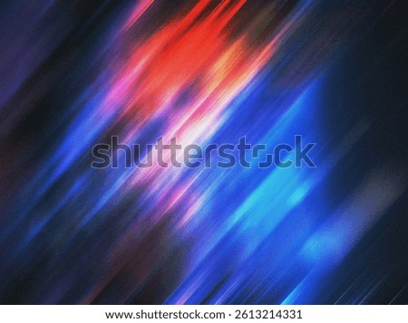 Abstract blurred grainy gradient background texture. Shine blue and red motion light digital grain dust soft noise effect pattern. Lo-fi retro colors. Nostalgia, vintage, 80s, 90s style synthwave