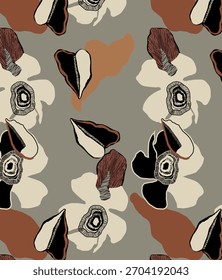 abstract botanical drawing seamless pattern