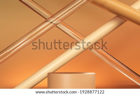 Abstract bright background of tubes, 3d render.Empty showcase, podium,stand for advertising products, presentations and branding.Mock up bottles of cosmetics, personal care and health - poster design.