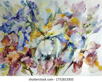 Floral Watercolor Texture Pattern Modern Stock Illustration 733857505