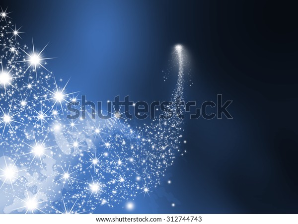 暗い青の抽象的背景に抽象的な明るい落星 キラキラとキラキラと輝く星の軌跡 気象 彗星 小惑星 のイラスト素材