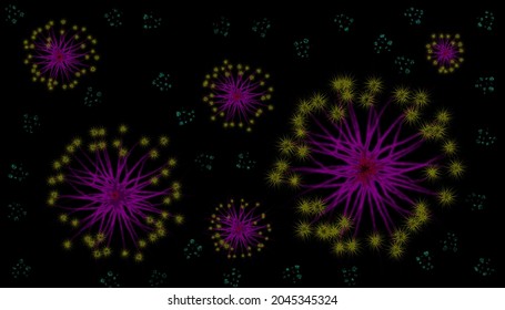 Abstract bright full frame design on dark background.