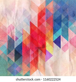 Abstract bright multicolored geometric background with different elements