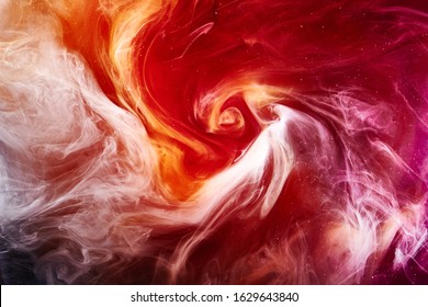 Abstract Bright Swirling Smoke, Valentines Day Background. Vibrant Colorful Fog, Exciting Perfume Fragrance, Hookah Backdrop. Contrasting Colors Of Love, Passion, Sensual Sex