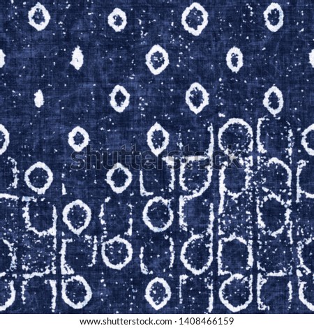 Abstract Broken Dots Indigo-Dyed Effect Textured Background. Seamless Pattern.