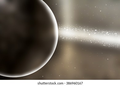 Abstract Brown Single Planet With The Universe And Milky Wat Background