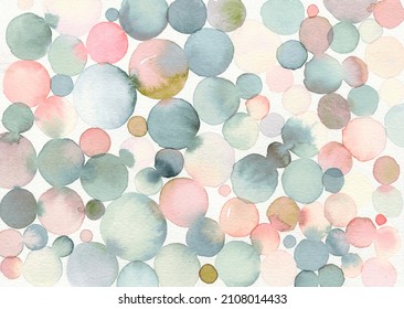 Abstract Bubble Watercolor Painting Background. Texture Paper. Pastel Tender Color. 