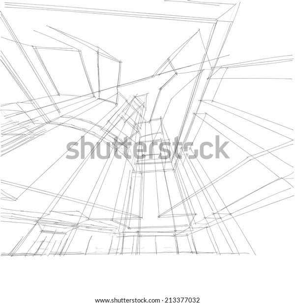 Ilustración De Stock Sobre Abstract Building Sketch