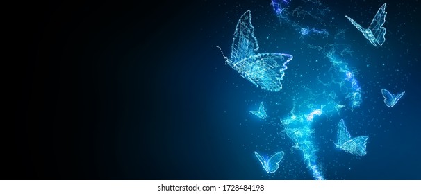 Abstract butterfly 3D illustration digital innovation futuristic technology transform evolution concept New normal after coronavirus crisis business world life change disrupt use strategy leadership