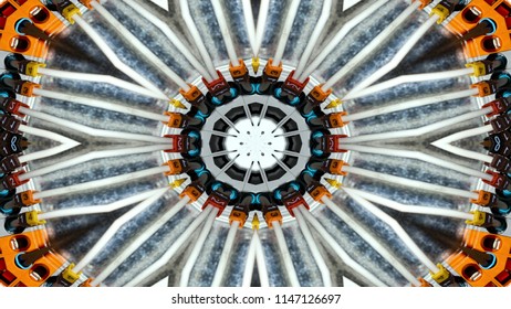 Abstract Cables Electric Wires Symmetric Pattern Ornamental Decorative Kaleidoscope Movement Geometric Circle and Star Shapes - Shutterstock ID 1147126697