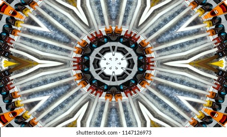 Abstract Cables Electric Wires Symmetric Pattern Ornamental Decorative Kaleidoscope Movement Geometric Circle and Star Shapes - Shutterstock ID 1147126973
