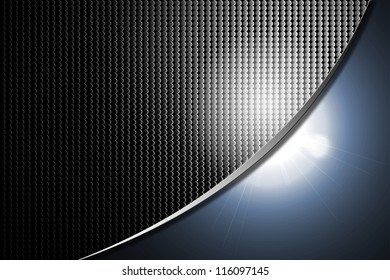Abstract carbon black background with blue bright light  to show your text
